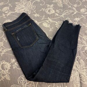 Loft Distressed dark wash ankle Jean